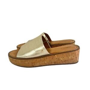 Carvela Leather Upper and Cork Platform Slip-On Sandals Size 40.5 US 10-10.5